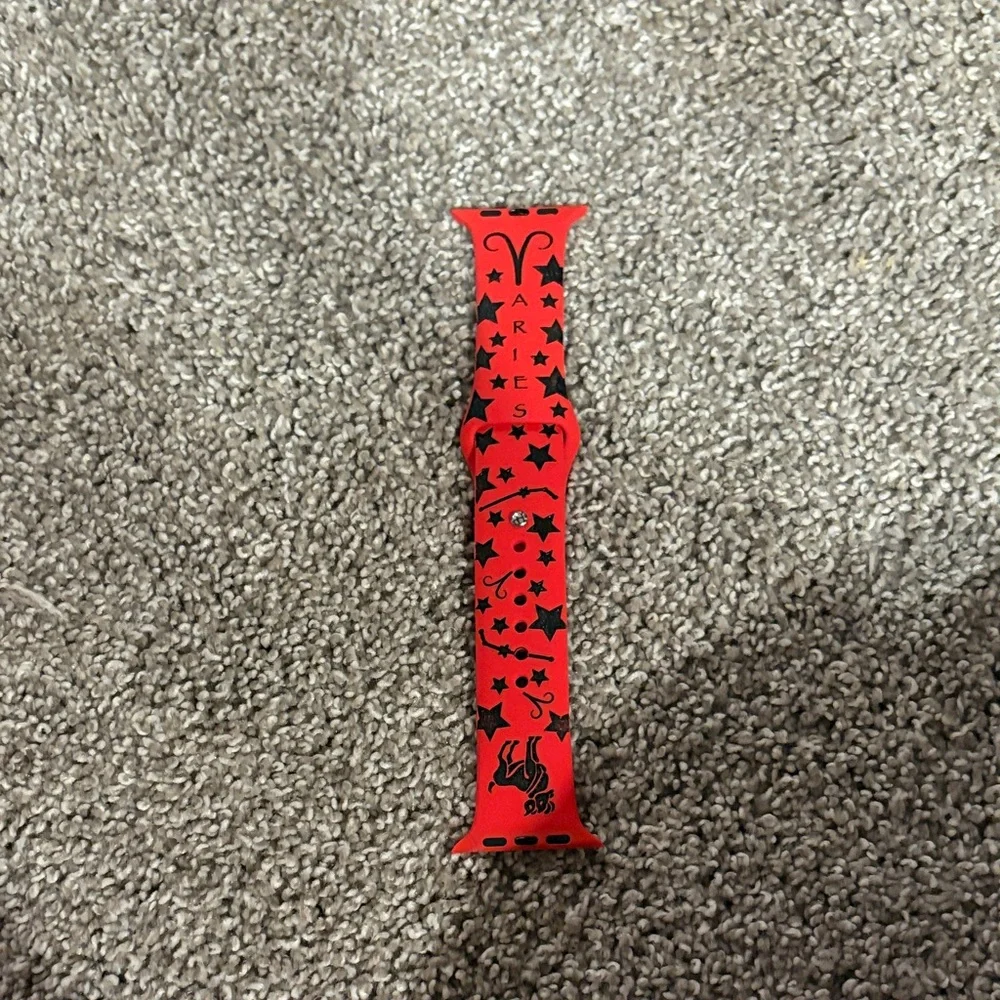Red Star Pattern Silicone Watch Band Aries Zodiac
